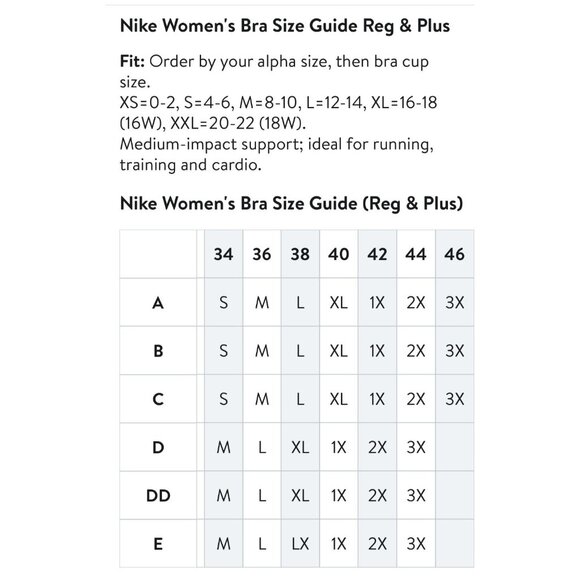 Nike Sports Bra Medium Support Padded Bra Size Small C-E - Picture 9 of 10